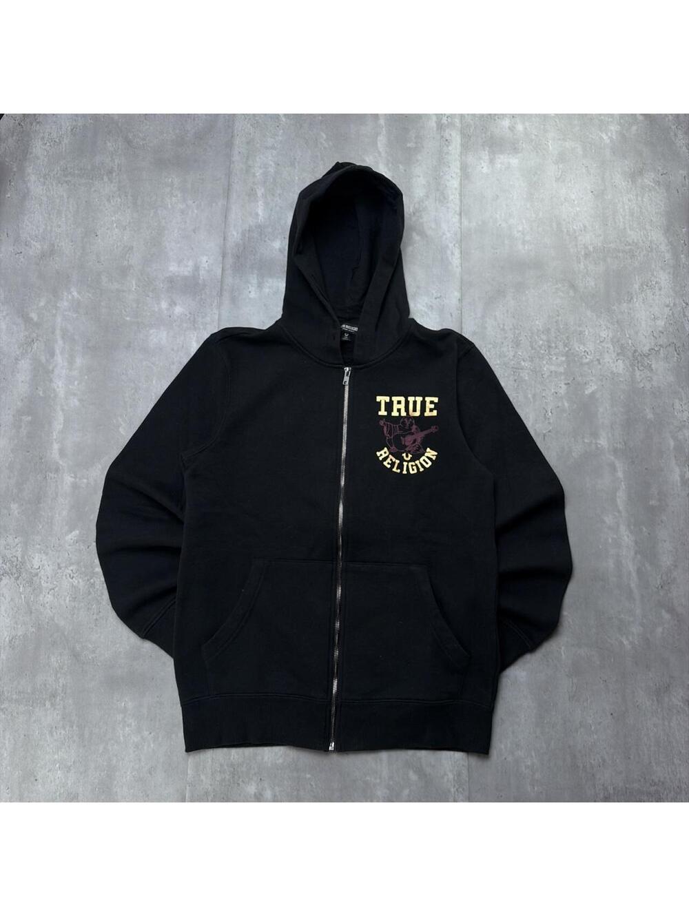 Y2K Black True Religion Grunge Skater Zip Up Hoodie